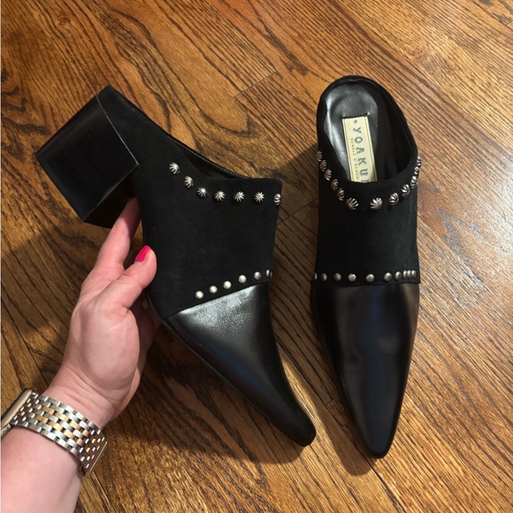 Double D Ranch Yoakum | Black Leather Mules Western Sz 11 - Picture 1 of 8